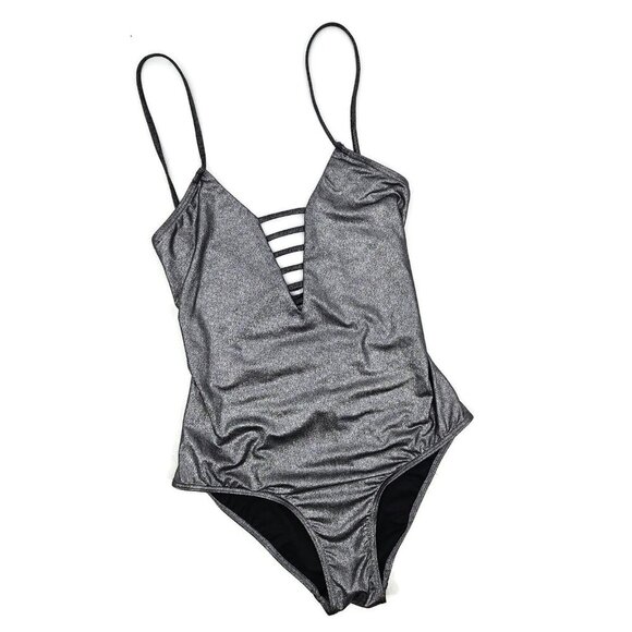 New Bec + Bridge One Piece Swimsuit Womens S? Metallic Silver Bathing Suit - Picture 1 of 4